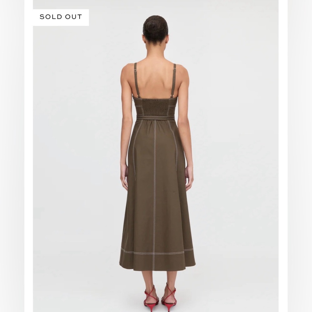Hill house The Fiona Dress - Chocolate Twill Midi Dress - Picture 3 of 12